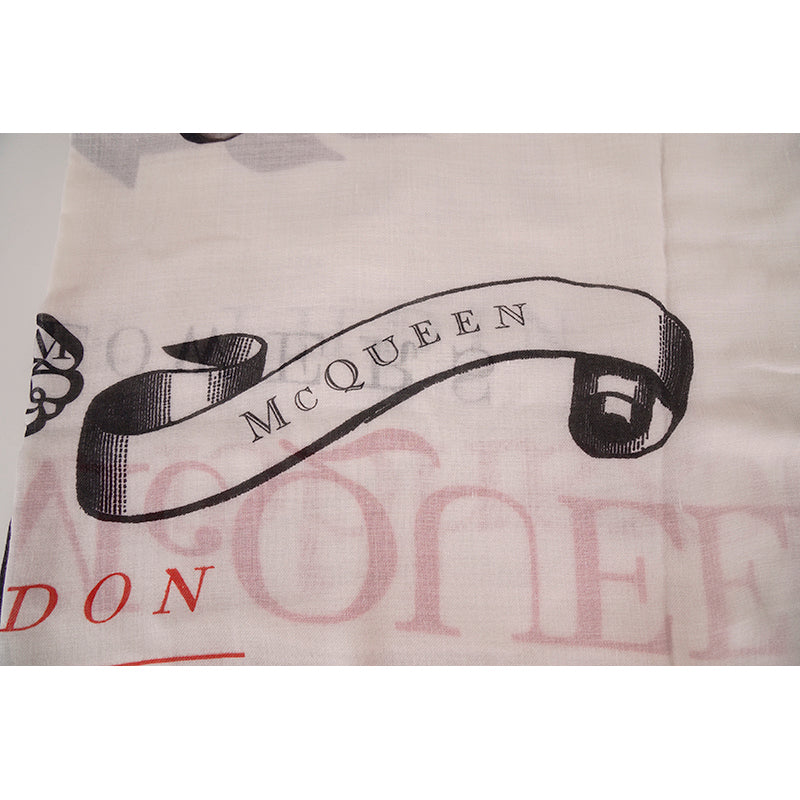 NEW $720 ALEXANDER MCQUEEN Ivory WILD FLOWERS Skull LONGDON Wool Shawl SCARF NWT