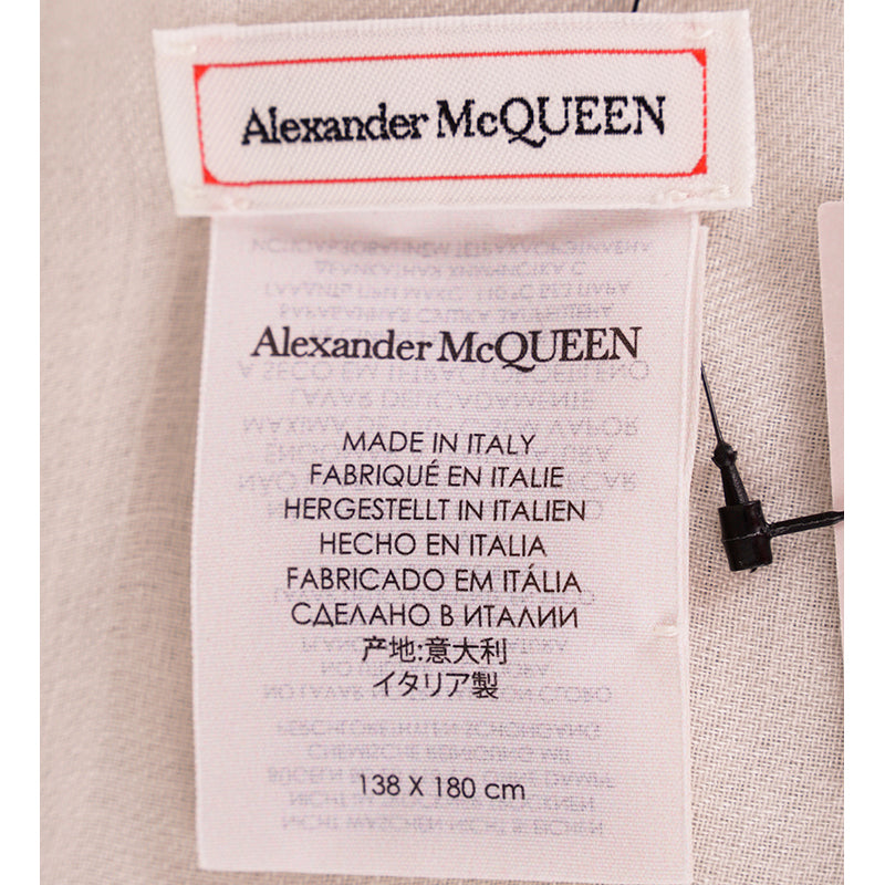 NEW $720 ALEXANDER MCQUEEN Ivory WILD FLOWERS Skull LONGDON Wool Shawl SCARF NWT