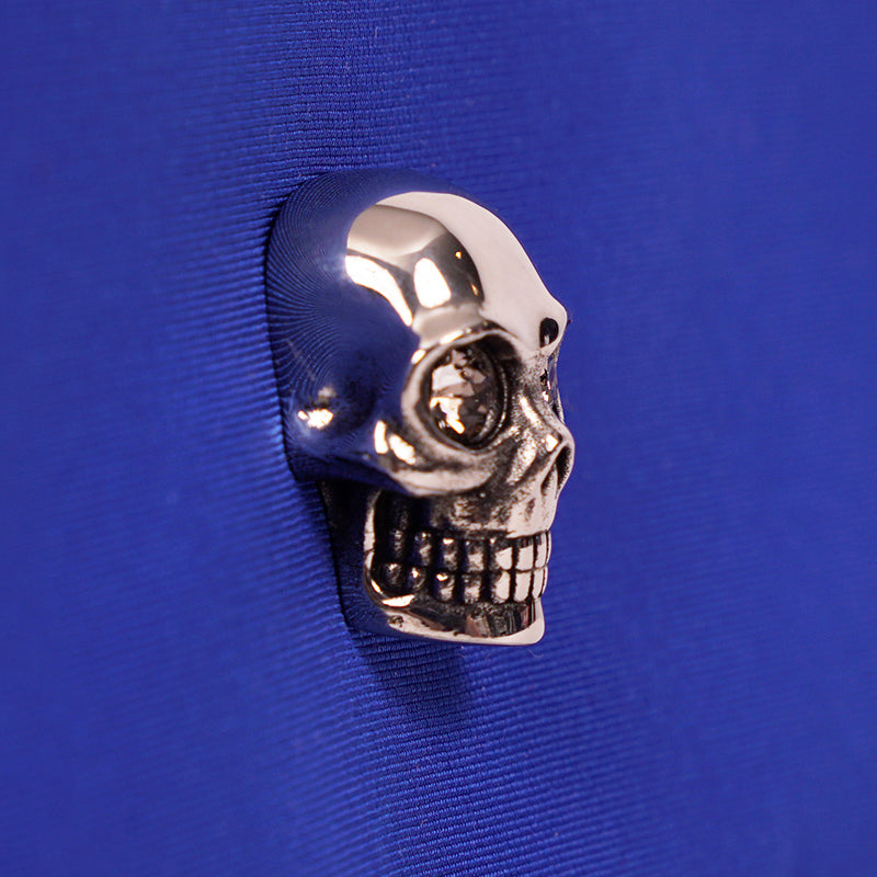 NEW $790 ALEXANDER MCQUEEN Ultramarine Blue Nylon CRYSTAL SKULL Camera Flap BAG