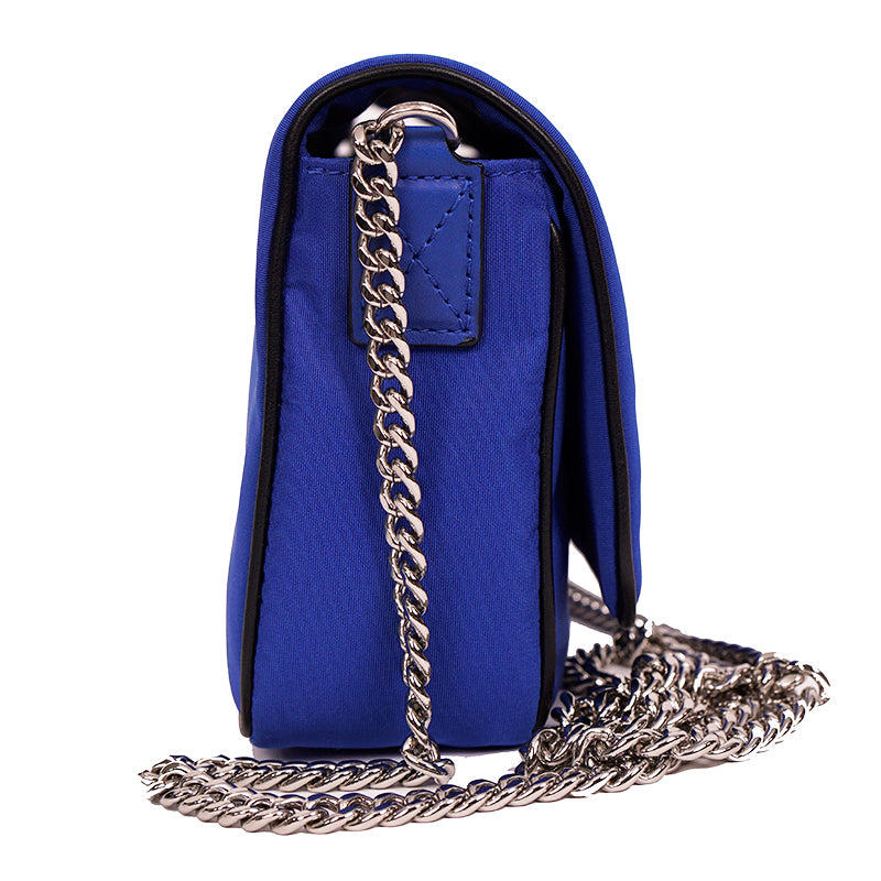 NEW $790 ALEXANDER MCQUEEN Ultramarine Blue Nylon CRYSTAL SKULL Camera Flap BAG
