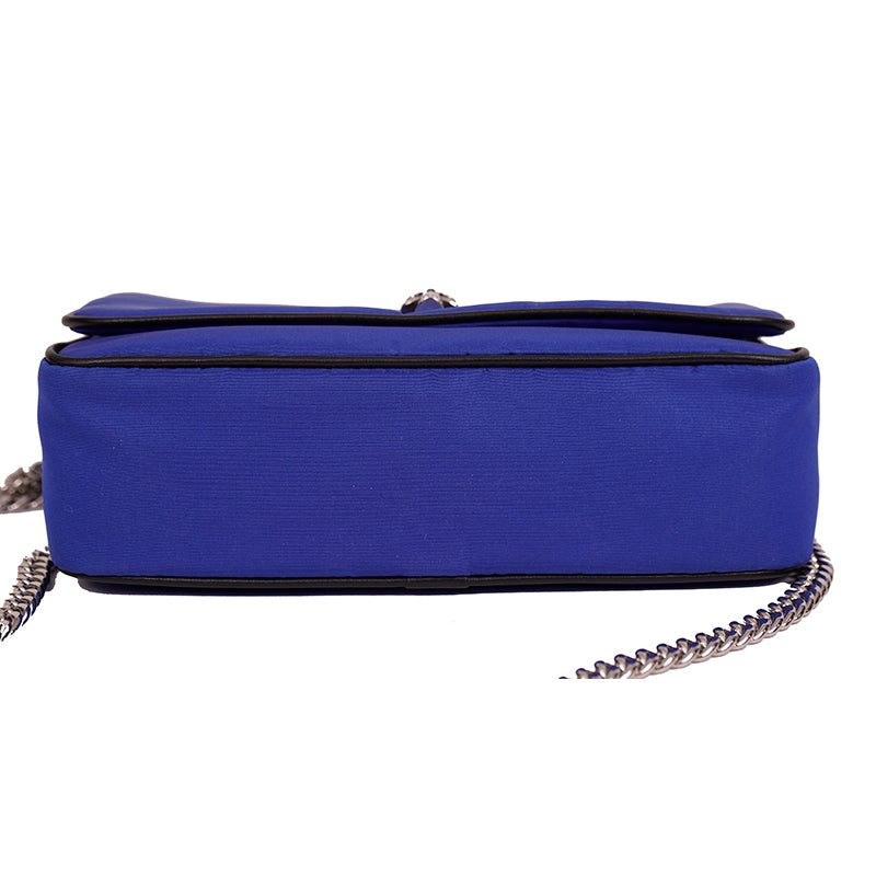 NEW $790 ALEXANDER MCQUEEN Ultramarine Blue Nylon CRYSTAL SKULL Camera Flap BAG