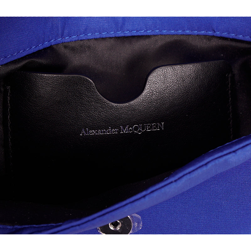 NEW $790 ALEXANDER MCQUEEN Ultramarine Blue Nylon CRYSTAL SKULL Camera Flap BAG
