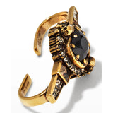 NEW $320 ALEXANDER MCQUEEN Brass LOGO SKULL Crystal Embellished Cuff EARRING