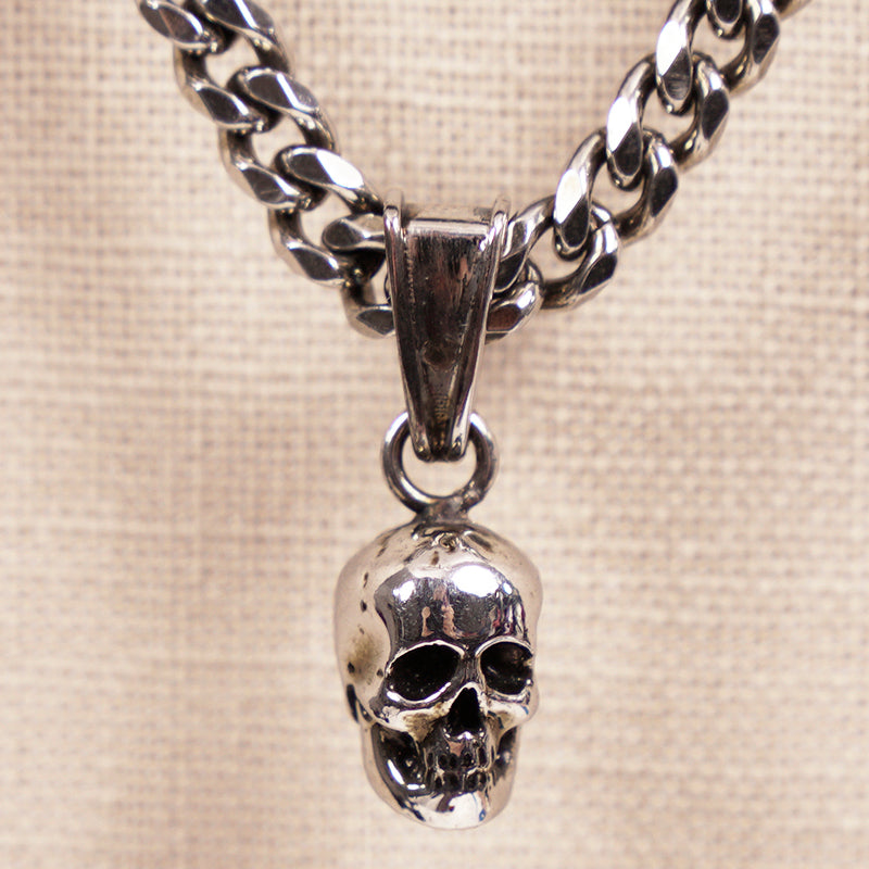 NEW $490 ALEXANDER MCQUEEN Men's Silver Tone Brass SKULL CHARM Double NECKLACE