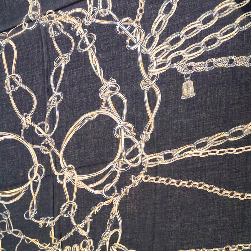 NEW $420 ALEXANDER MCQUEEN Black SKULL OF CHAINS Modal Wool Shawl 55" SCARF NWT Condition: New with tags