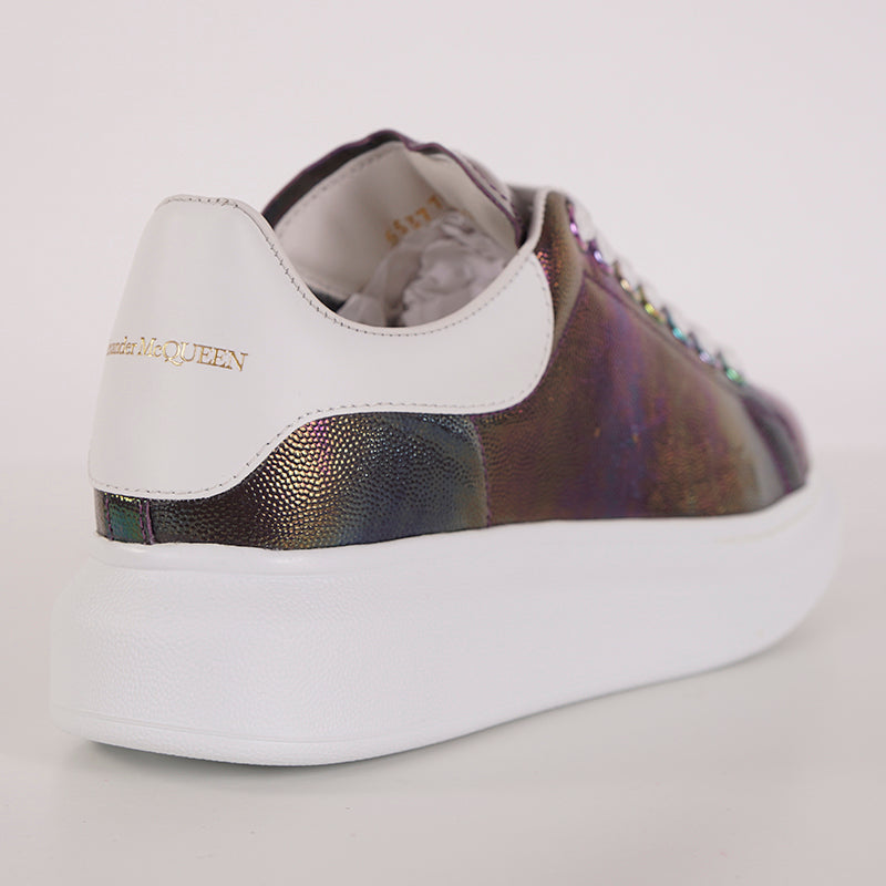 37 NEW $580 ALEXANDER MCQUEEN Petrol STINGRAY LEATHER Iridescent 45mm SNEAKERS
