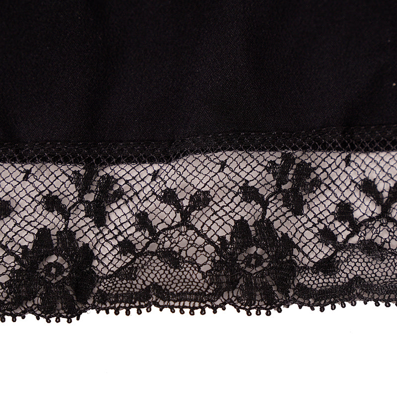 XS NEW $650 MIU MIU Black SILK CHIFFON Floral Lace Trim Night GOWN SLIP Chemise