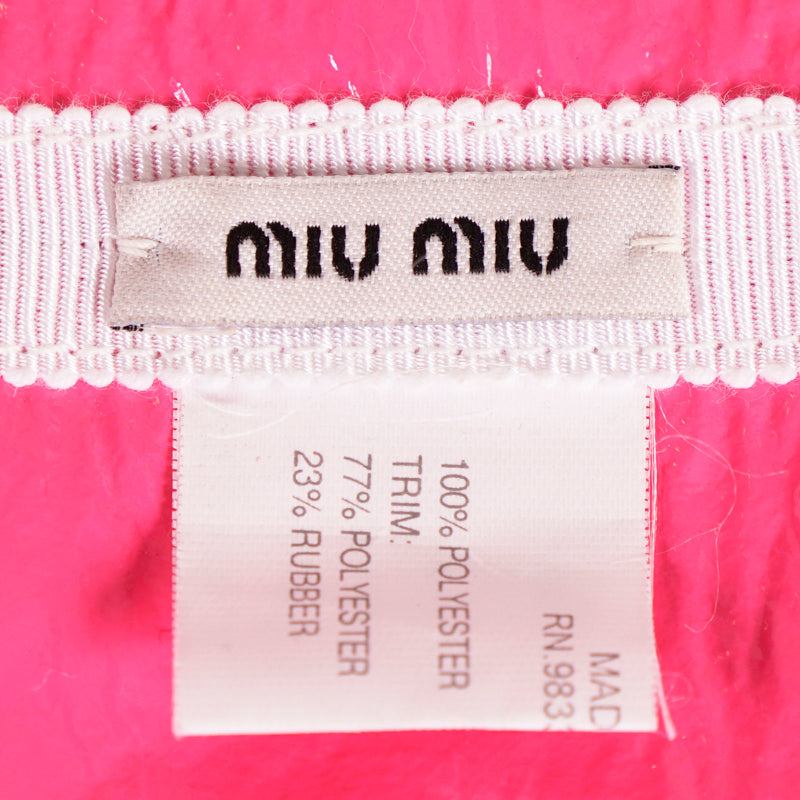 NEW $670 MIU MIU RUNWAY Pink Patent Polyester Embellished FLOWER Retro HEADBAND