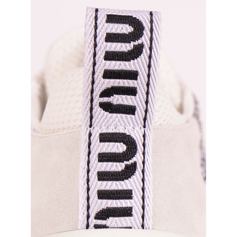 37 NEW $925 MIU MIU Woman's White Suede GLITTER Logo Heel Sporty TREK SNEAKERS 7