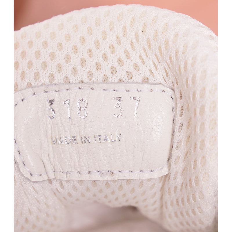 37 NEW $925 MIU MIU Woman's White Suede GLITTER Logo Heel Sporty TREK SNEAKERS 7