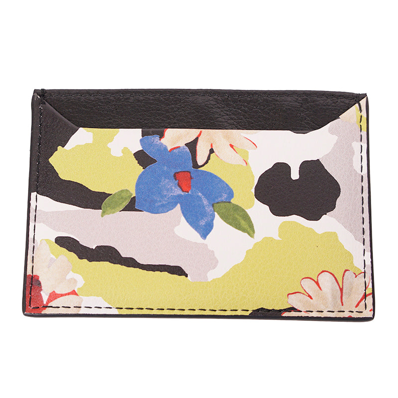 NEW $440 MIU MIU Yellow Leather CAMO FLOWER PRINT Cardcase Wallet CARD HOLDER