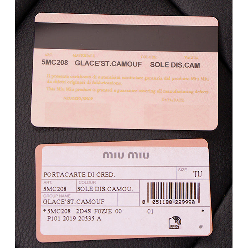 NEW $440 MIU MIU Yellow Leather CAMO FLOWER PRINT Cardcase Wallet CARD HOLDER