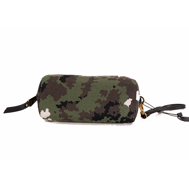 NEW $420 MIU MIU Green Brown CAMOUFLAGUE Nylon Twill Wristlet Make-up Pouch BAG