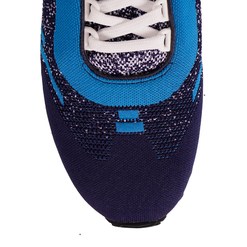 US 8 10 11 11.5 NEW $825 PRADA Blue Mln 70 KNIT LOGO TRAINERS SNEAKERS