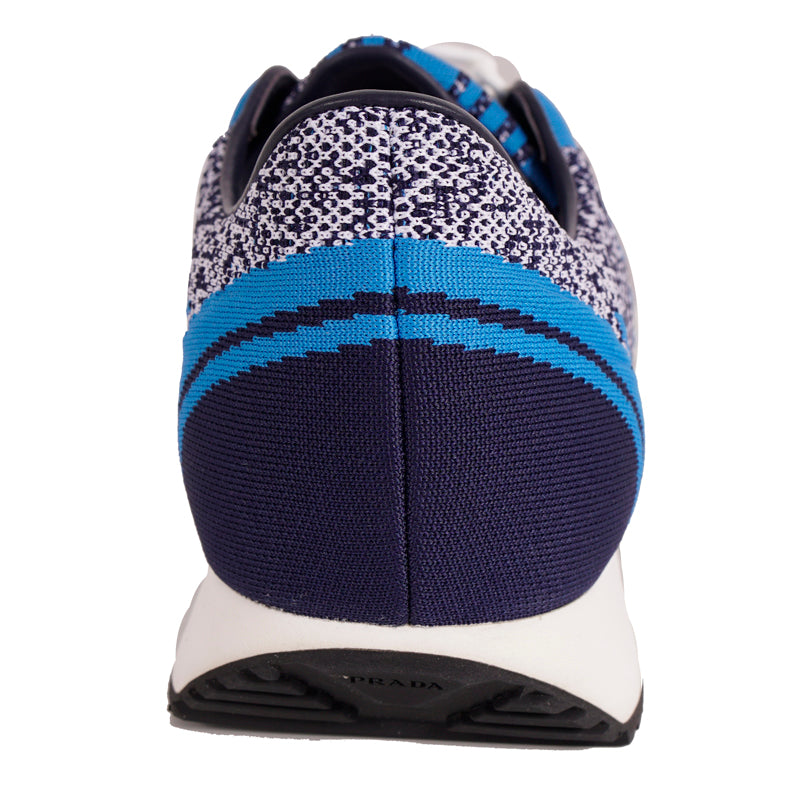 US 8 10 11 11.5 NEW $825 PRADA Blue Mln 70 KNIT LOGO TRAINERS SNEAKERS