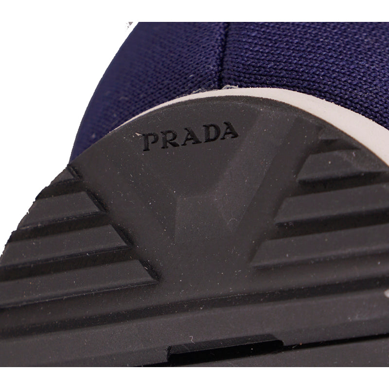 US 8 10 11 11.5 NEW $825 PRADA Blue Mln 70 KNIT LOGO TRAINERS SNEAKERS