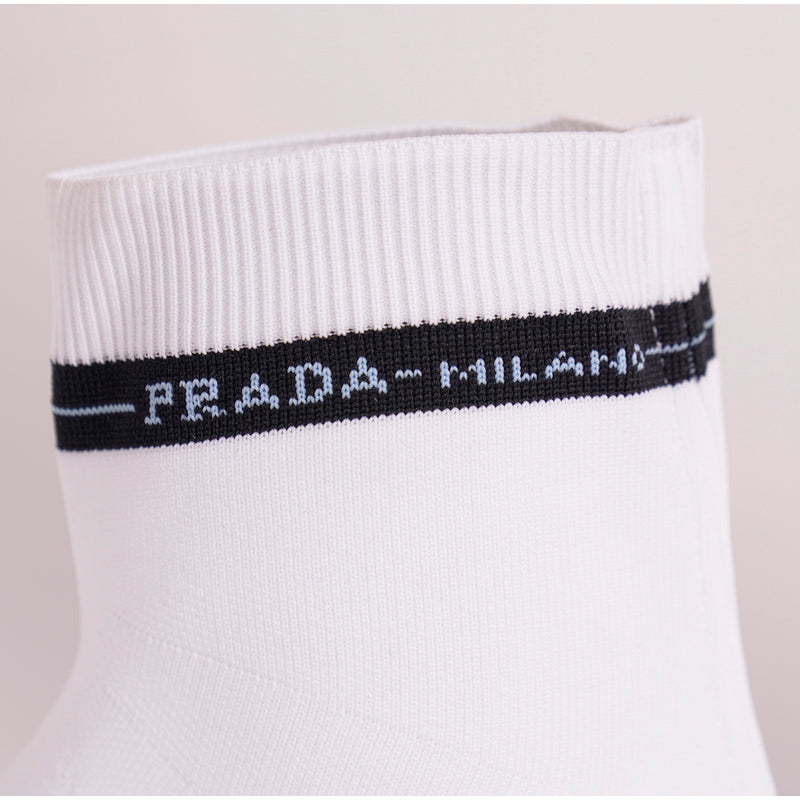 39.5 NEW $825 PRADA Woman's White TECH FABRIC Sporty SOCK KNIT TRAINERS SNEAKERS