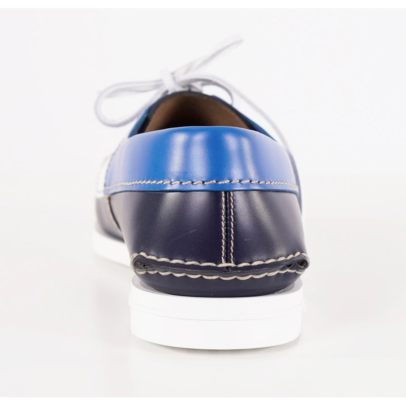 US 11.5 NEW $890 PRADA Blue Leather COLOR BLOCK Sporty BOAT DECK SHOES NIB