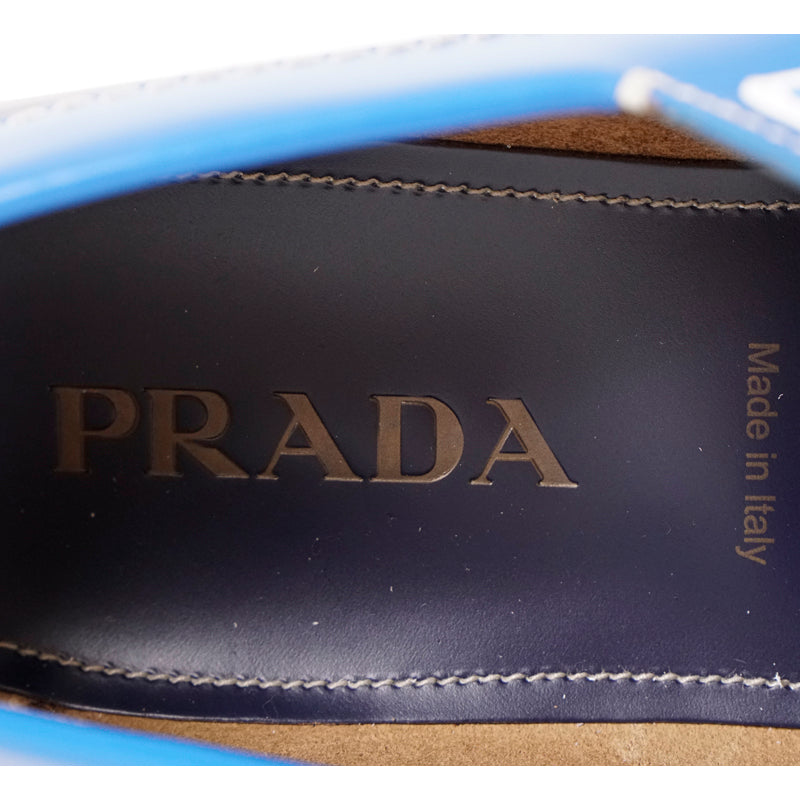 US 11.5 NEW $890 PRADA Blue Leather COLOR BLOCK Sporty BOAT DECK SHOES NIB