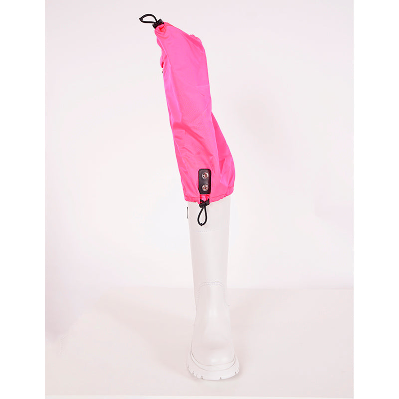 37 & 37.5 NEW $1280 PRADA White Leather Pull On BOOTS W Removable Pink Nylon Logo GAITER