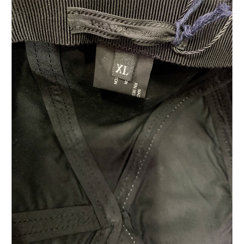 XL NEW $570 PRADA FRANKENSTEIN SAFFIANO LEATHER PATCH Black Nylon BASEBALL CAP HAT