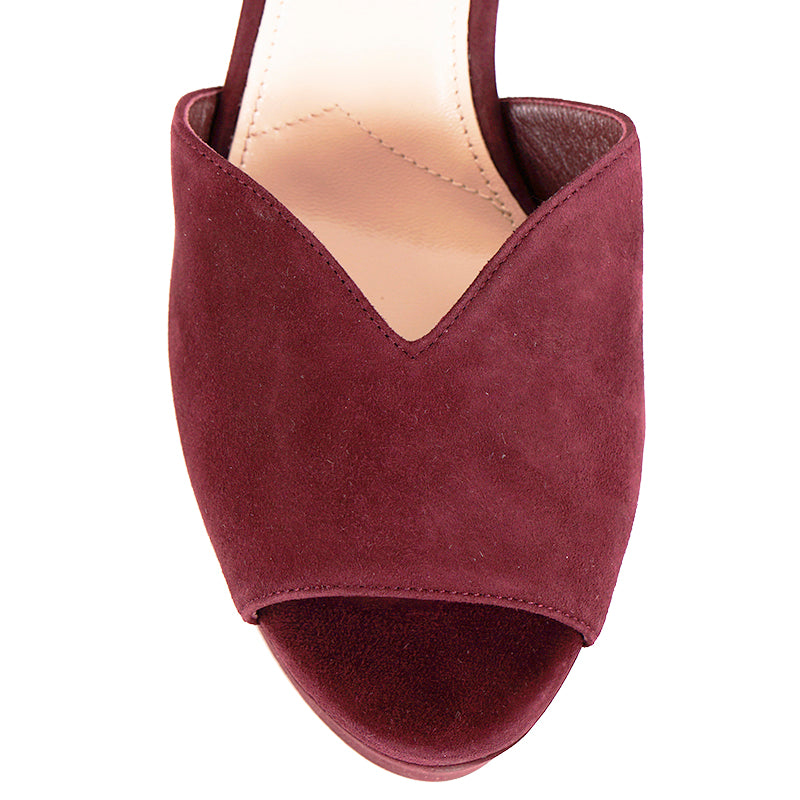 38.5 NEW $850 PRADA Garnet Red Suede Leather Block Chunky Ankle Strap SANDALS