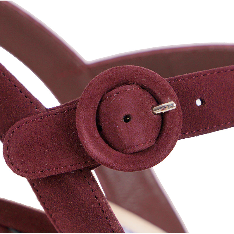 38.5 NEW $850 PRADA Garnet Red Suede Leather Block Chunky Ankle Strap SANDALS