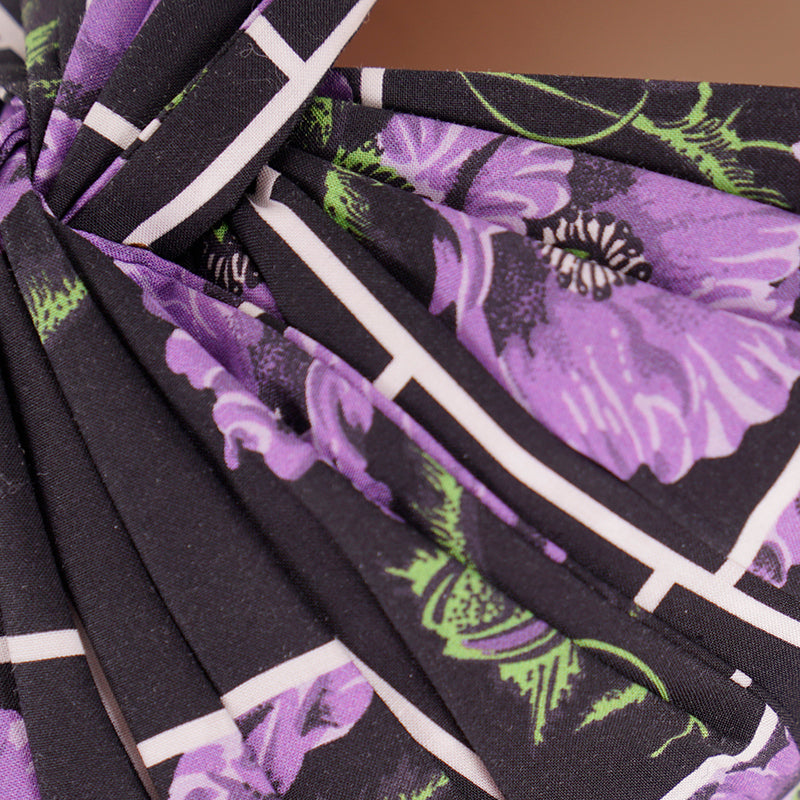 38.5 NEW $750 PRADA Black Cotton Canvas Purple POPPY Floral Print Kitten Heel SANDALSs