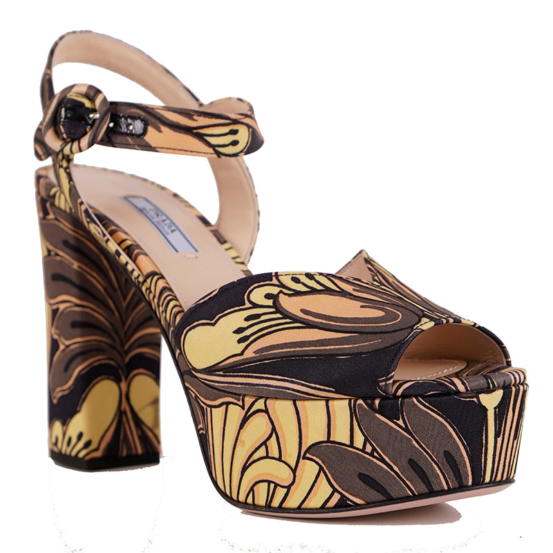 39 NEW $850 PRADA Yellow Tulip Platform Limited Edition SANDALS