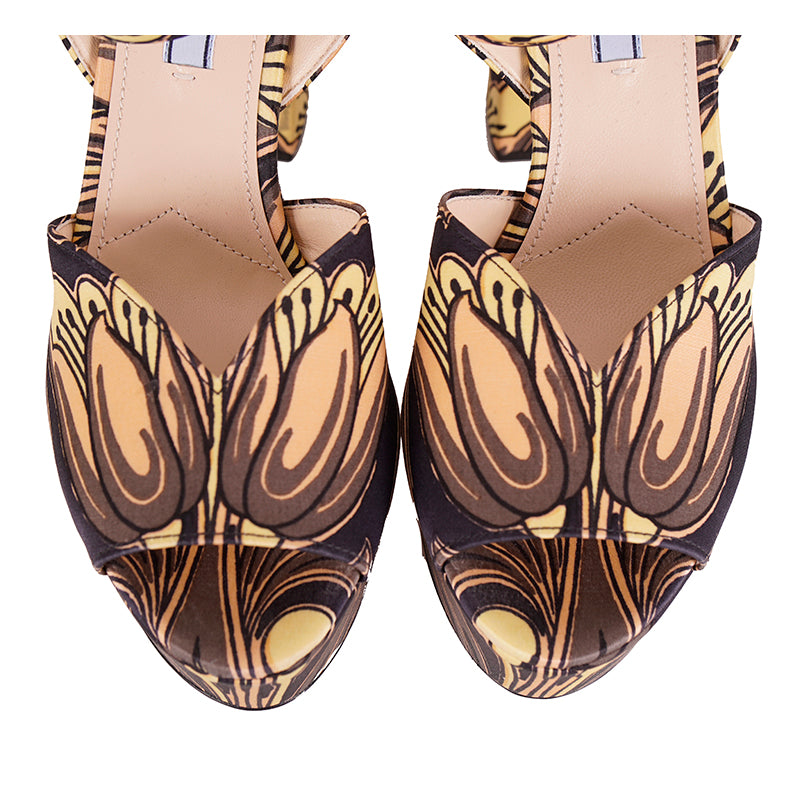 39 NEW $850 PRADA Yellow Tulip Platform Limited Edition SANDALS