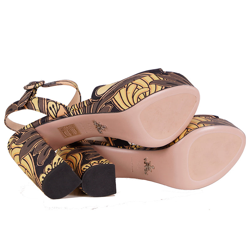 39 NEW $850 PRADA Yellow Tulip Platform Limited Edition SANDALS