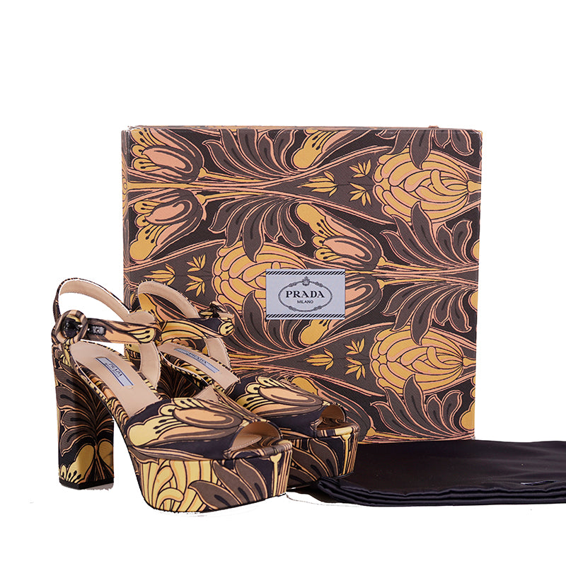 39 NEW $850 PRADA Yellow Tulip Platform Limited Edition SANDALS