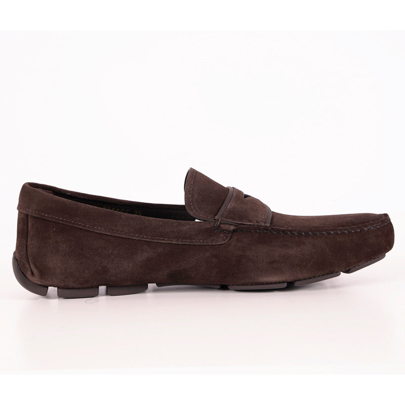 UK 7.5 US 8.5 NEW $670 PRADA Men's Brown Suede Moccasins Casual DRIVER LOAFERS