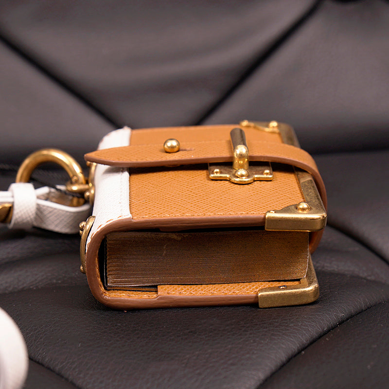 NEW $725 PRADA Tan Saffiano Leather CAHIER NOTEBOOK JOURNAL Keyring Trick CHARM