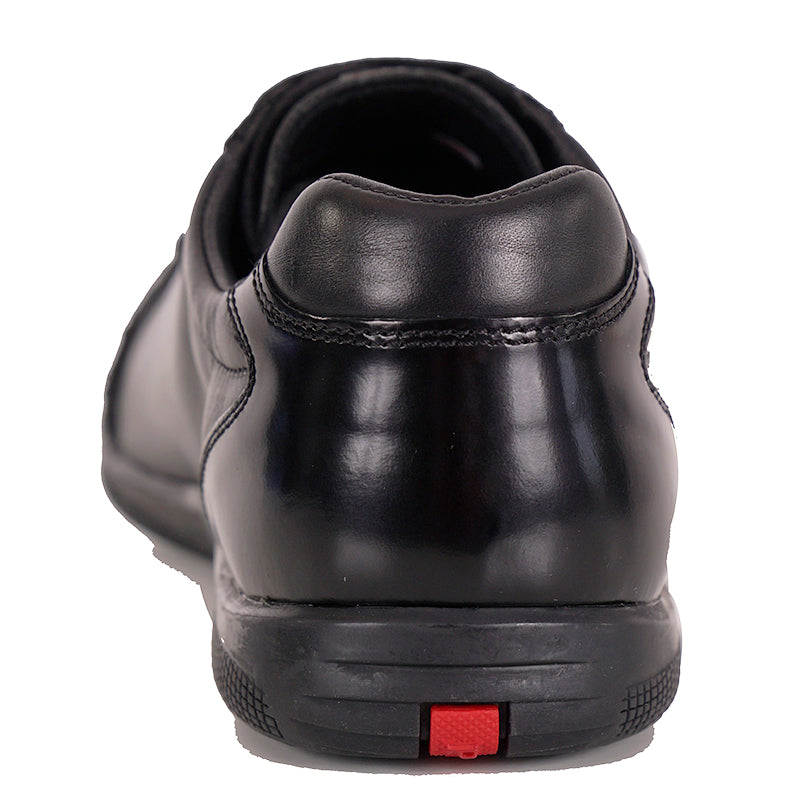 US 8/8.5 NEW PRADA Mens LINEA ROSSA Black All Leather RED LOGO Line-A SNEAKERS