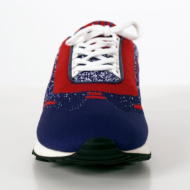 UK 10.5 US 11.5 NEW $760 PRADA Blue Red White Mln 70 KNIT LOGO TRAINERS SNEAKERS