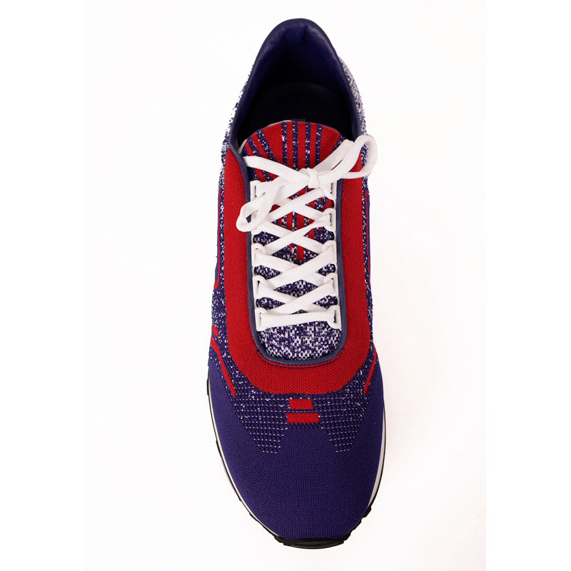 UK 10.5 US 11.5 NEW $760 PRADA Blue Red White Mln 70 KNIT LOGO TRAINERS SNEAKERS