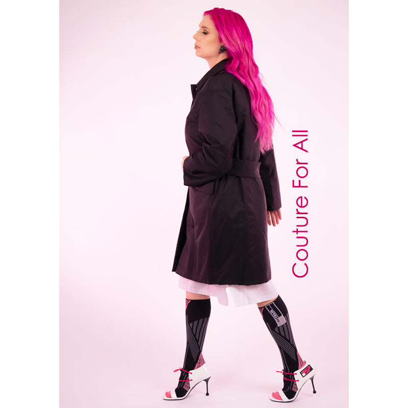 US S NEW $265 PRADA RUNWAY Black Pink TECHNO LOGO Geometric KNIT KNEE SOCKS