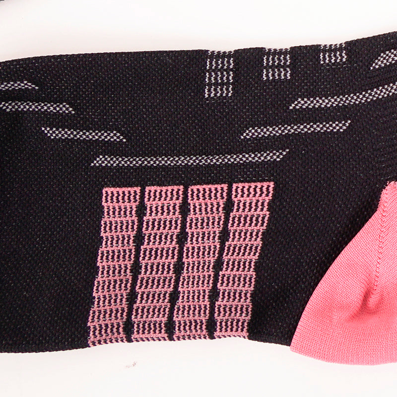 US S NEW $265 PRADA RUNWAY Black Pink TECHNO LOGO Geometric KNIT KNEE SOCKS
