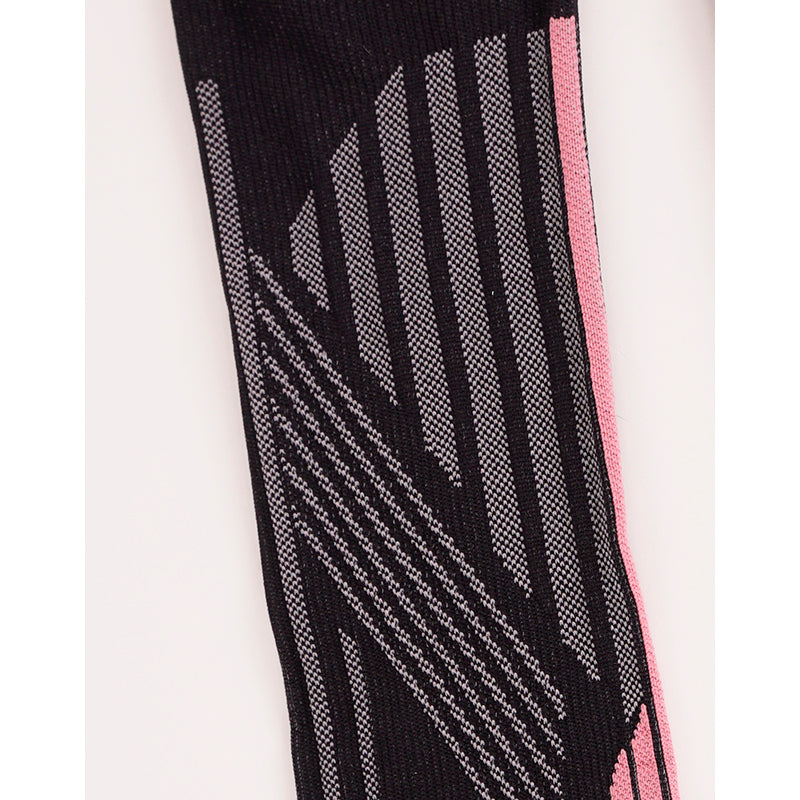 US S NEW $265 PRADA RUNWAY Black Pink TECHNO LOGO Geometric KNIT KNEE SOCKS
