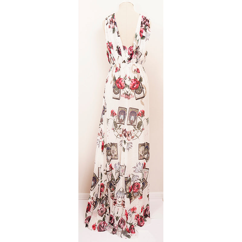 38 NEW $3900 ROBERTO CAVALLI RUNWAY White MYSTIC GARDEN Tarot FLORAL Dress GOWN