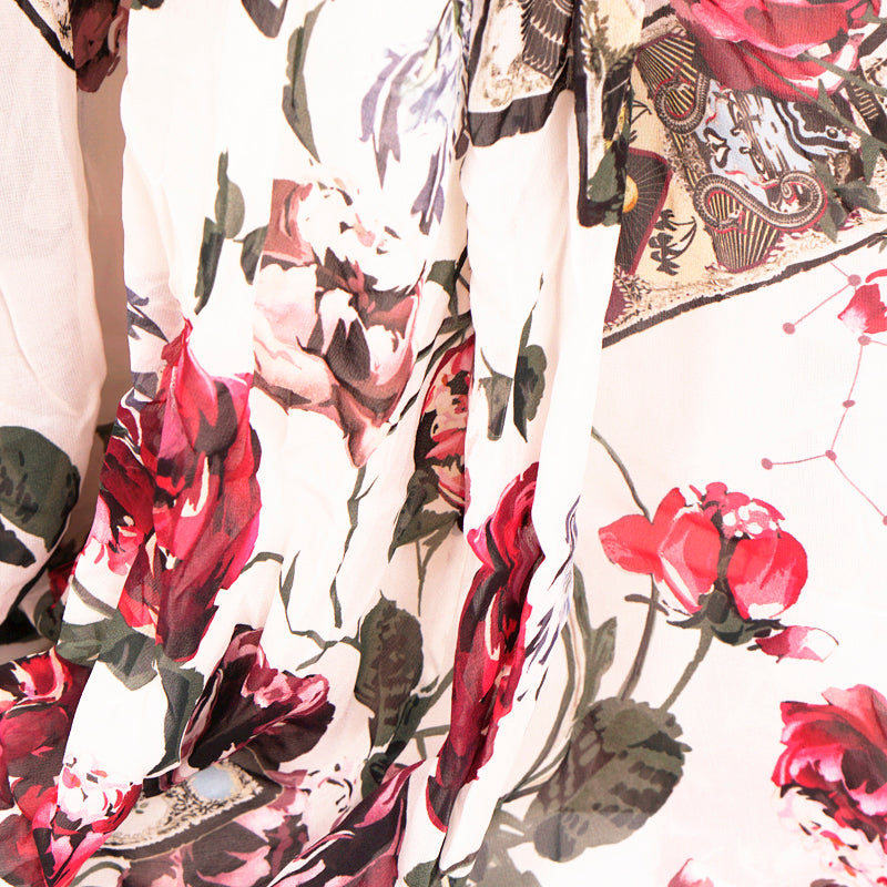 38 NEW $3900 ROBERTO CAVALLI RUNWAY White MYSTIC GARDEN Tarot FLORAL Dress GOWN