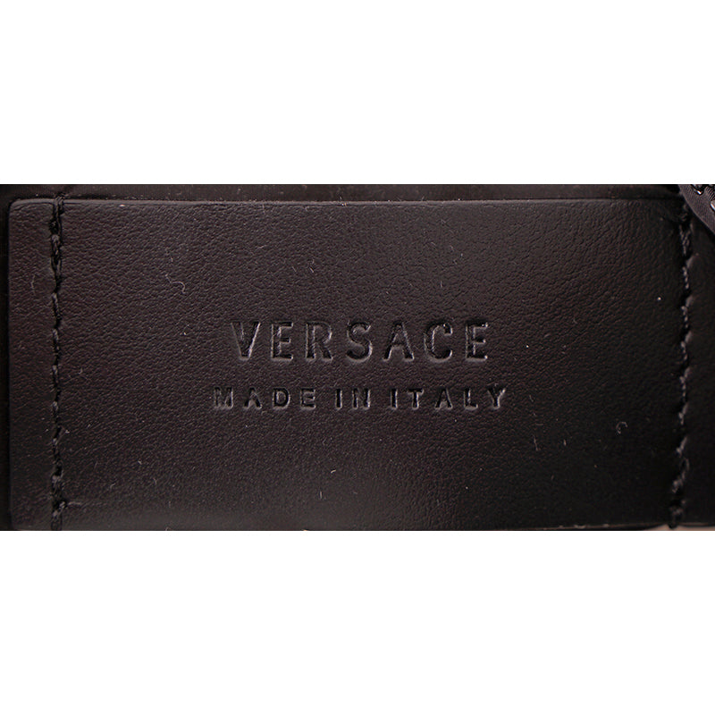 NEW $895 VERSACE Men's Black Nylon GRAY EMBOSSED LOGO Greca Crossbody SPORTY BAG