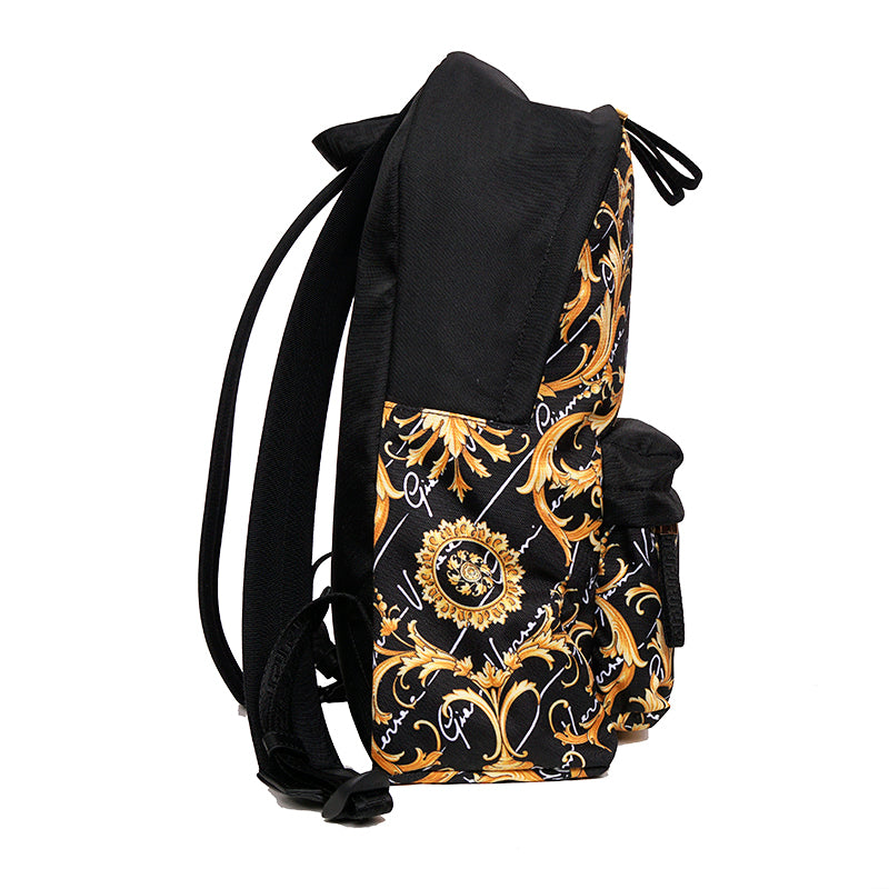 NEW $1,150 VERSACE Black GOLD BAROCCC MEDUSA Signature Print VIRTUS V BACKPACK