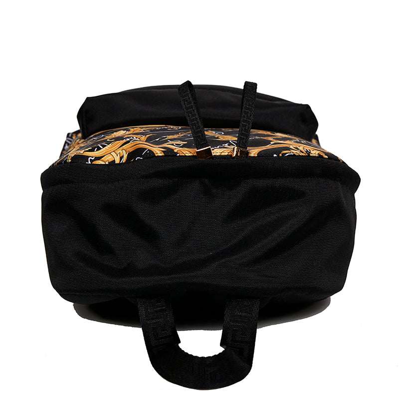 NEW $1,150 VERSACE Black GOLD BAROCCC MEDUSA Signature Print VIRTUS V BACKPACK