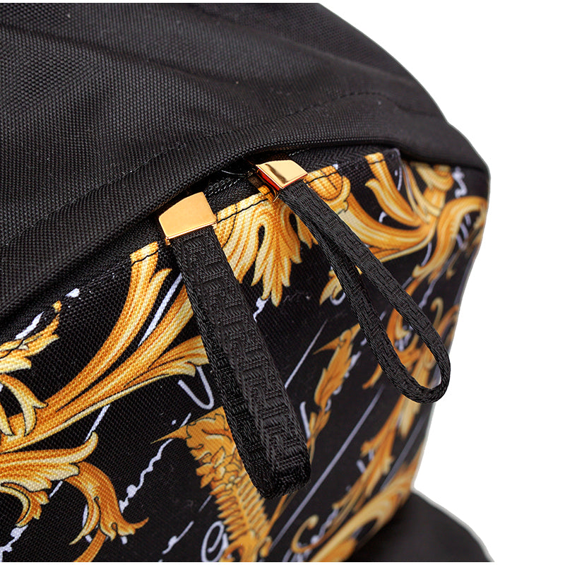 NEW $1,150 VERSACE Black GOLD BAROCCC MEDUSA Signature Print VIRTUS V BACKPACK