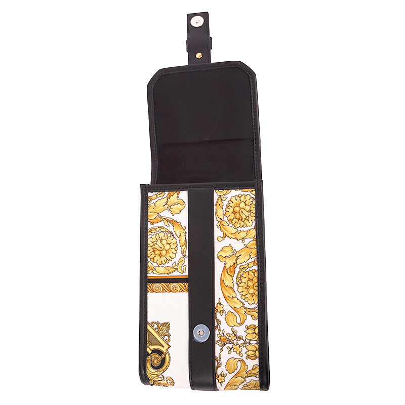 NEW $625 VERSACE Black BONDAGE STRAP Baroque MEDUSA LOGO Phone Travel Pouch BAG