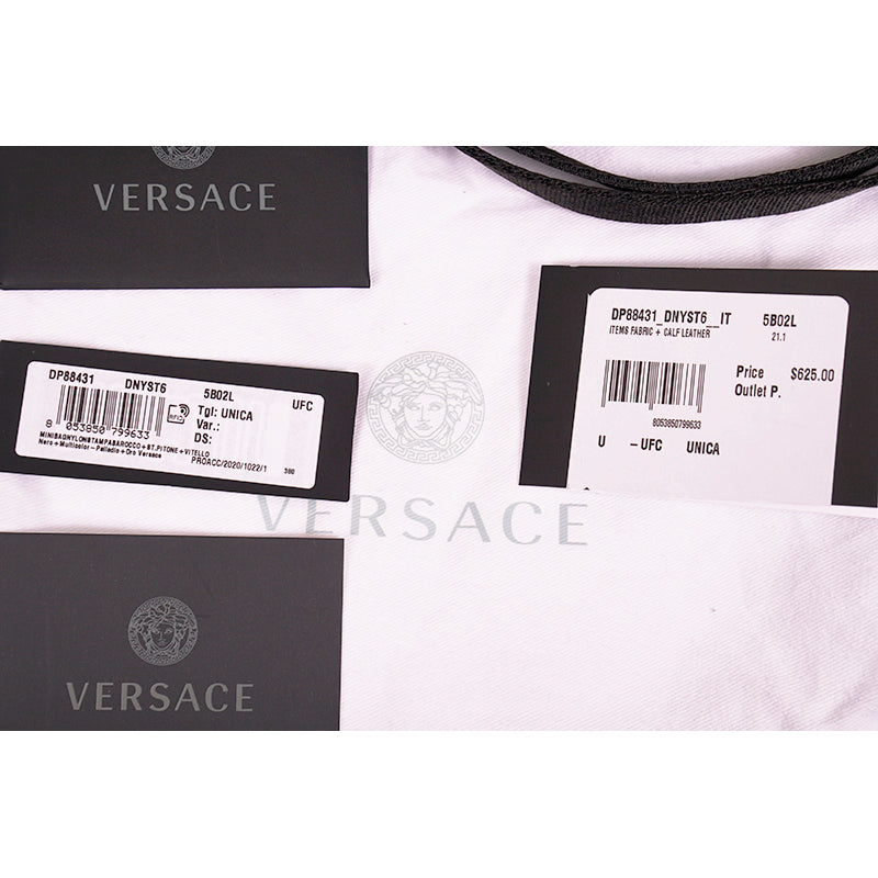 NEW $625 VERSACE Black BONDAGE STRAP Baroque MEDUSA LOGO Phone Travel Pouch BAG