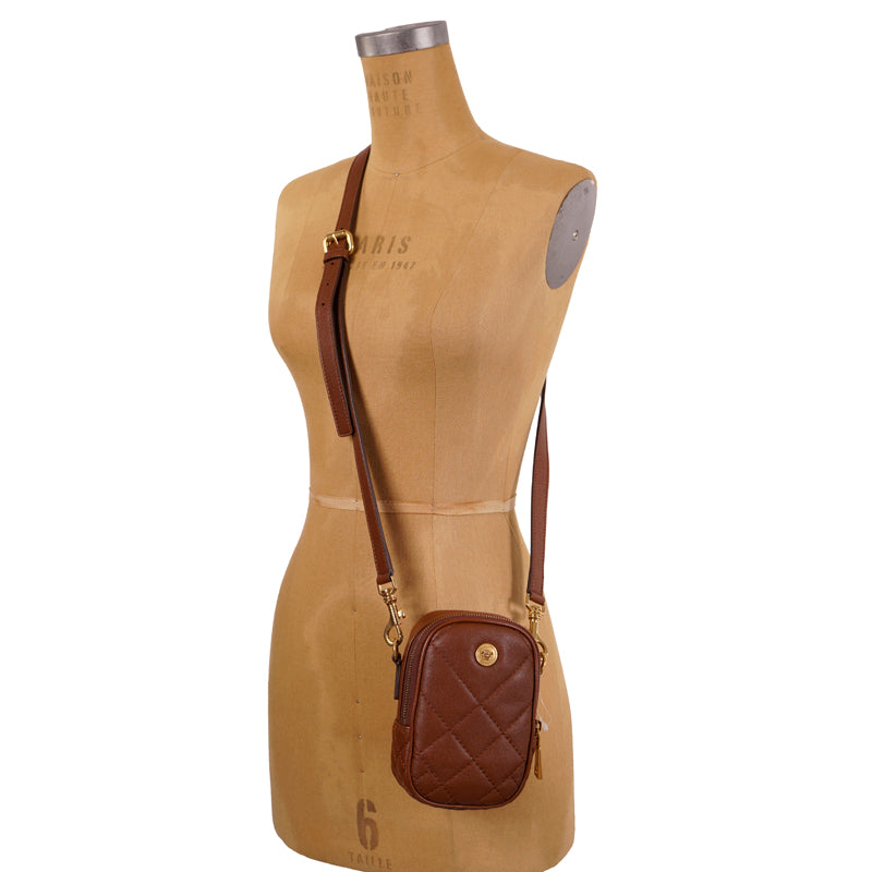 NEW $950 VERSACE RUNWAY Brown GOLD MEDUSA LOGO Quilted Leather Crossbody BAG NWT