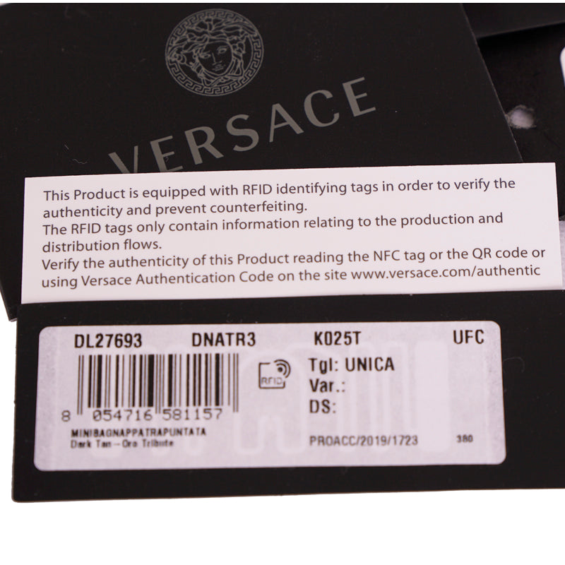 NEW $950 VERSACE RUNWAY Brown GOLD MEDUSA LOGO Quilted Leather Crossbody BAG NWT